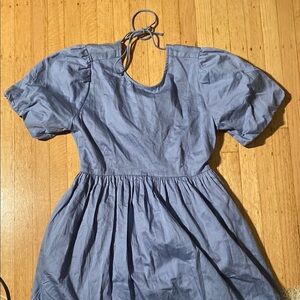 OAK + FORT Puff Sleeve Open Back Babydoll dress